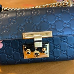 A+++  imitation gucci black mini padlock bag